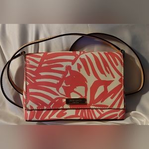 Kate Spade New York Grant Street Sally Peony Palm Crossbody 8x5.5 with 22" strap